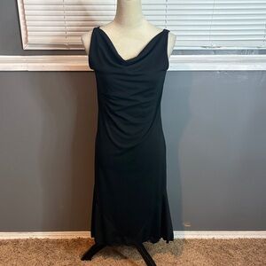 Express Black Slip Dress | 90s Minimalist Cowl Neck Midi | Size 5/6